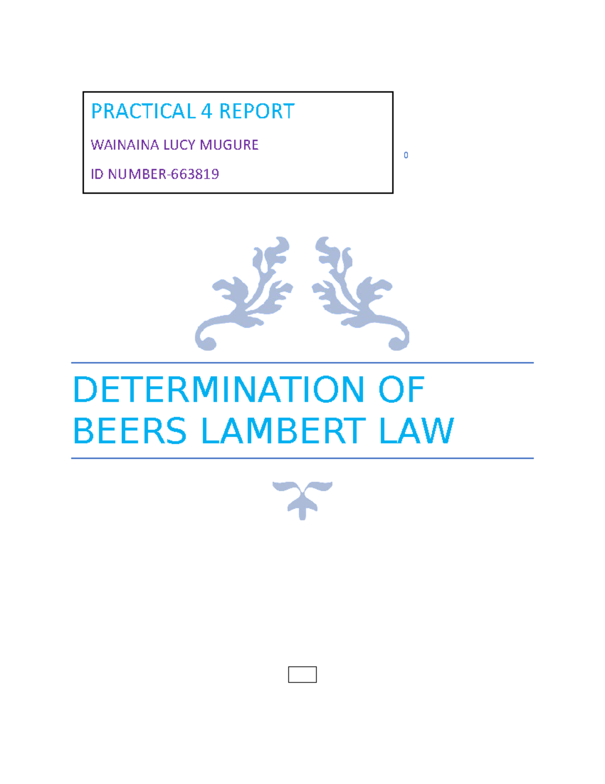 LAB Report 4 Beers LAW BIOCHEMISTRY 0 DETERMINATION OF BEERS