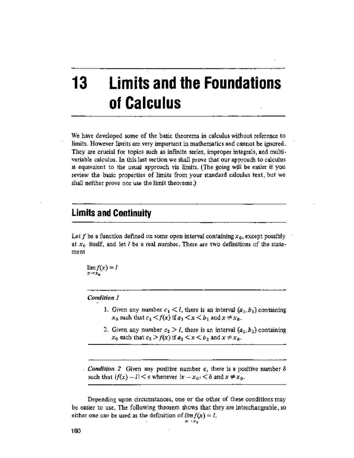 Calculus II 13 LIMITS AND THE FOUNDATIONS OF CALCULUS 13 Limits