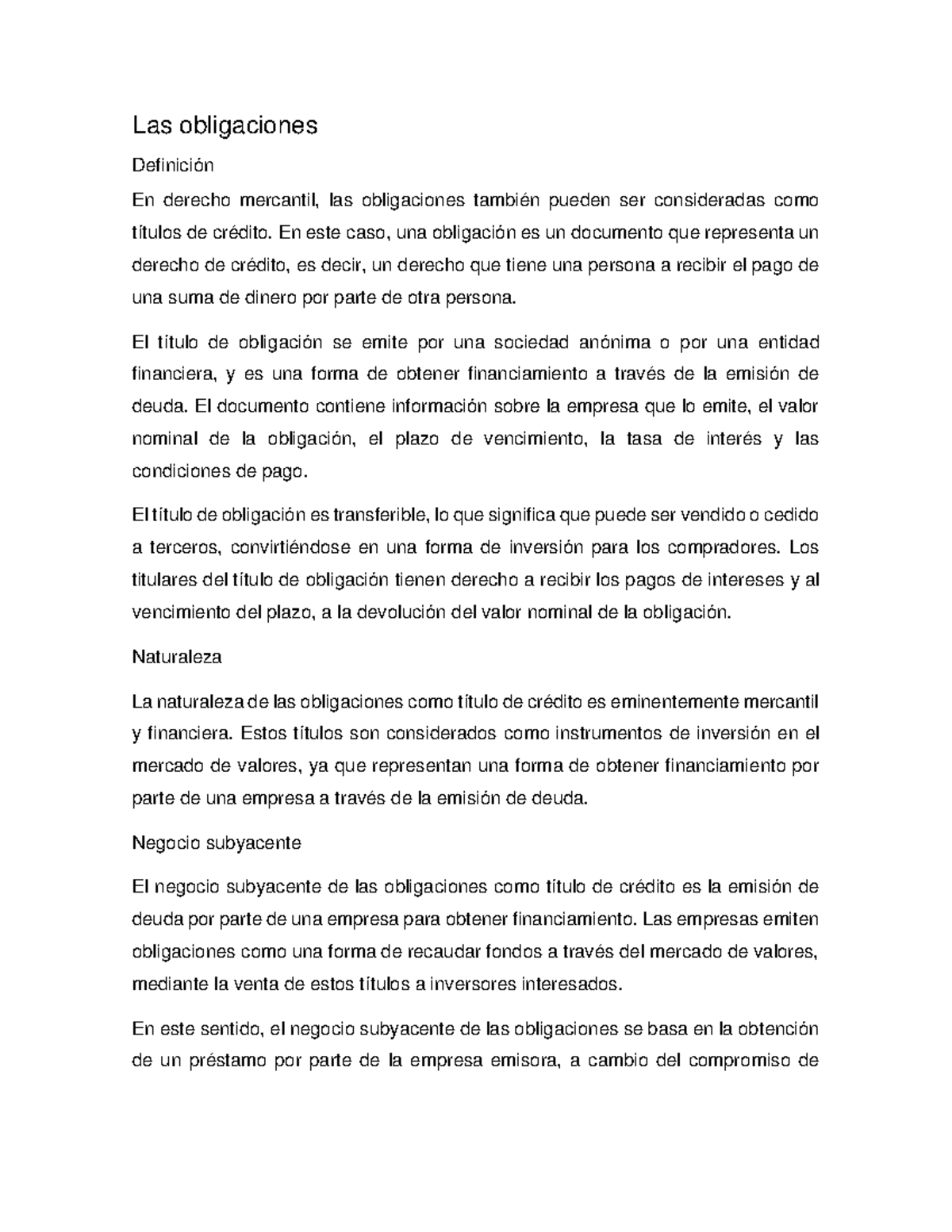 Las Obligaciones - En Este Caso, Una Obligación Es Un Documento Que ...