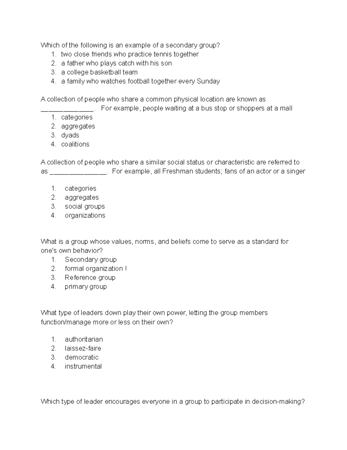 Chapter 67 Study Guide Which of the following is an example of a