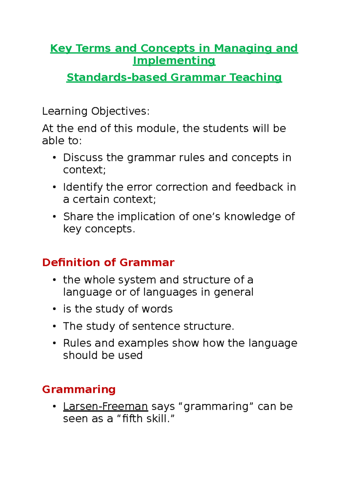 TeachingandAssessmentofGrammar Studocu