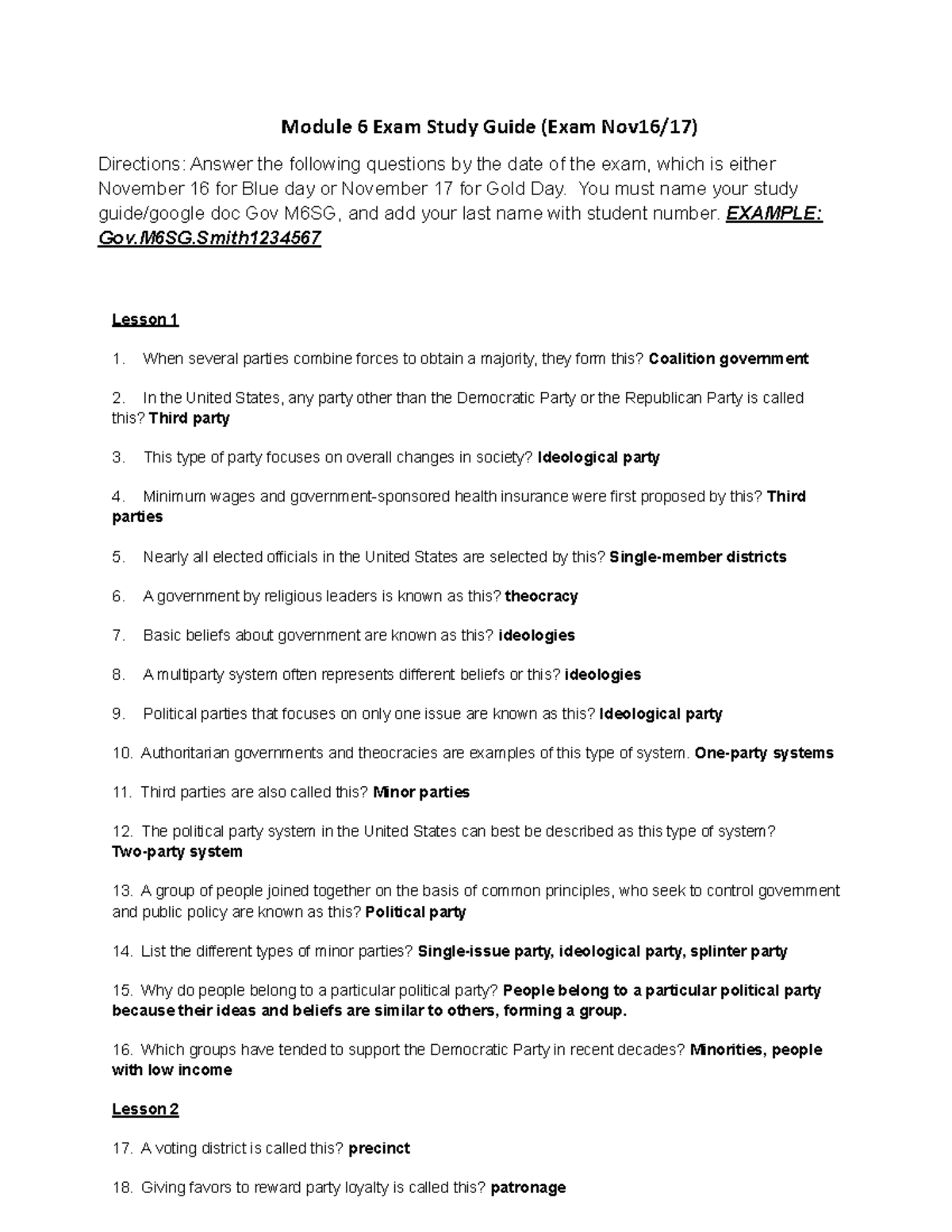Government Module 6 Exam Study Guide - Module 6 Exam Study Guide (Exam ...