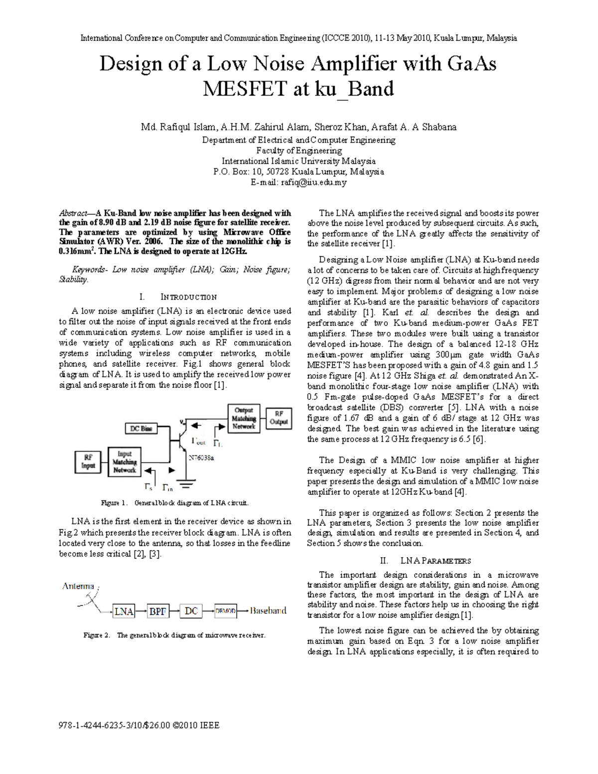 Design Of A Low Noise Amplifier With Ga A - International Conference On ...