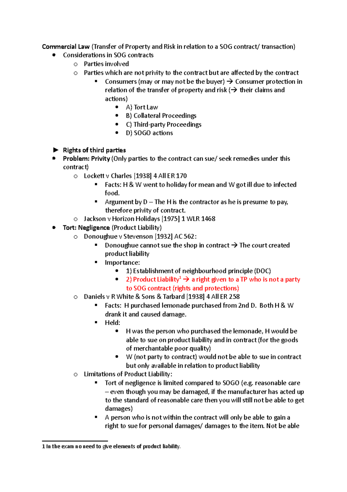 Passing of property and risk - Commercial Law (Transfer of Property and ...
