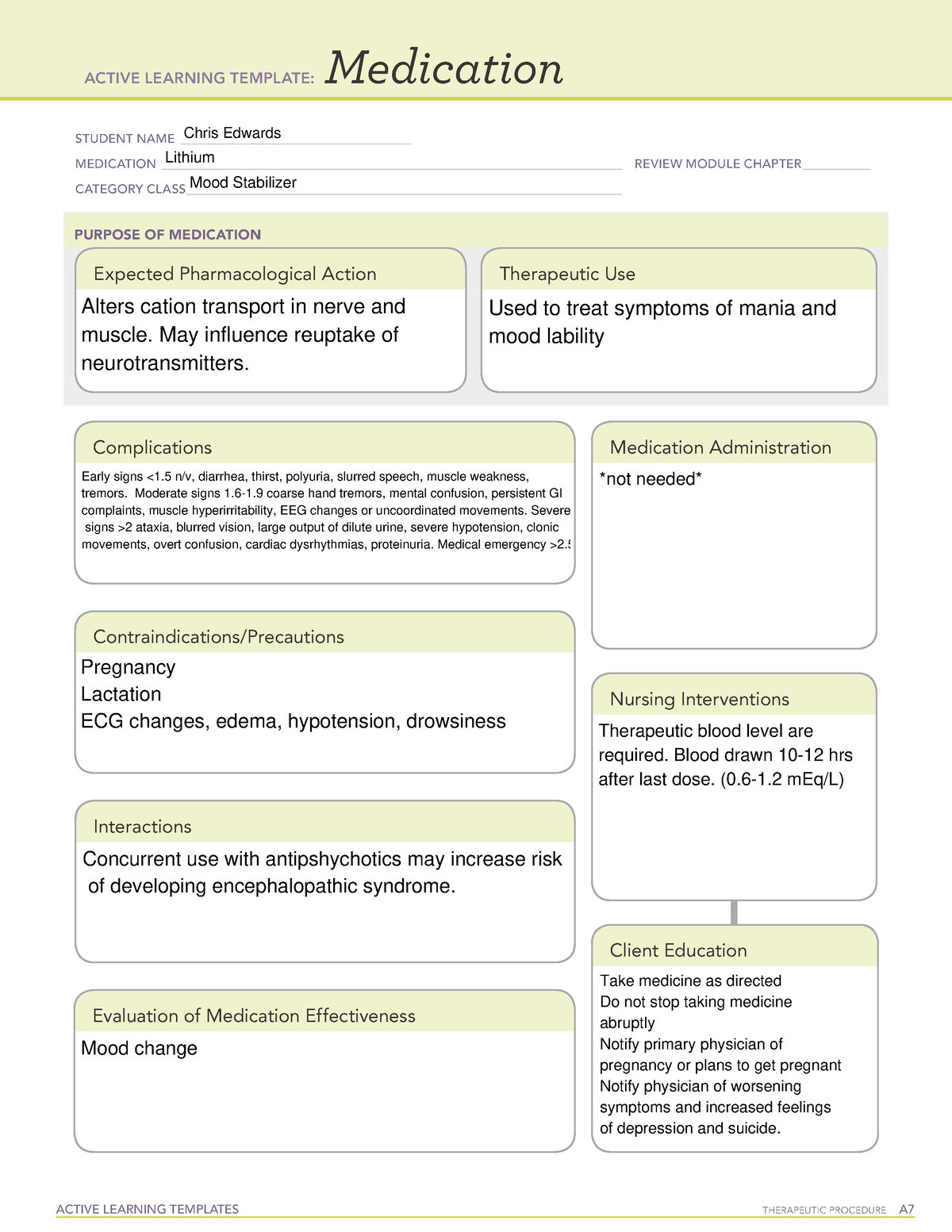 Lithium Bipolar - Med card - ACTIVE LEARNING TEMPLATES TherapeuTic ...