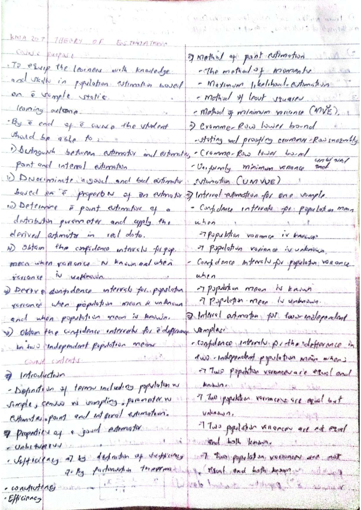 Theory OF Estimation - economics and statitics - Studocu