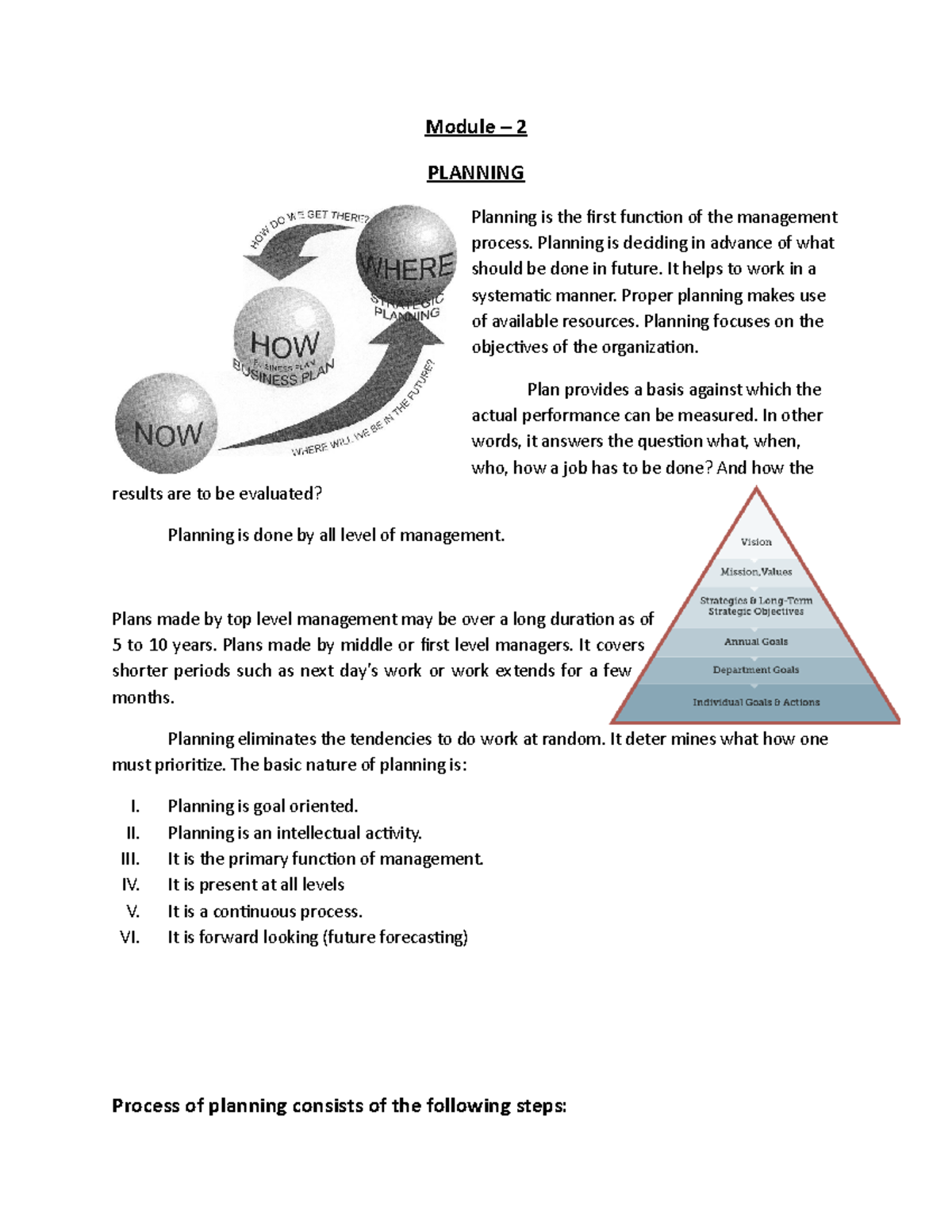 POMModule 2 This notes gives an elaborate note on Planning, Its