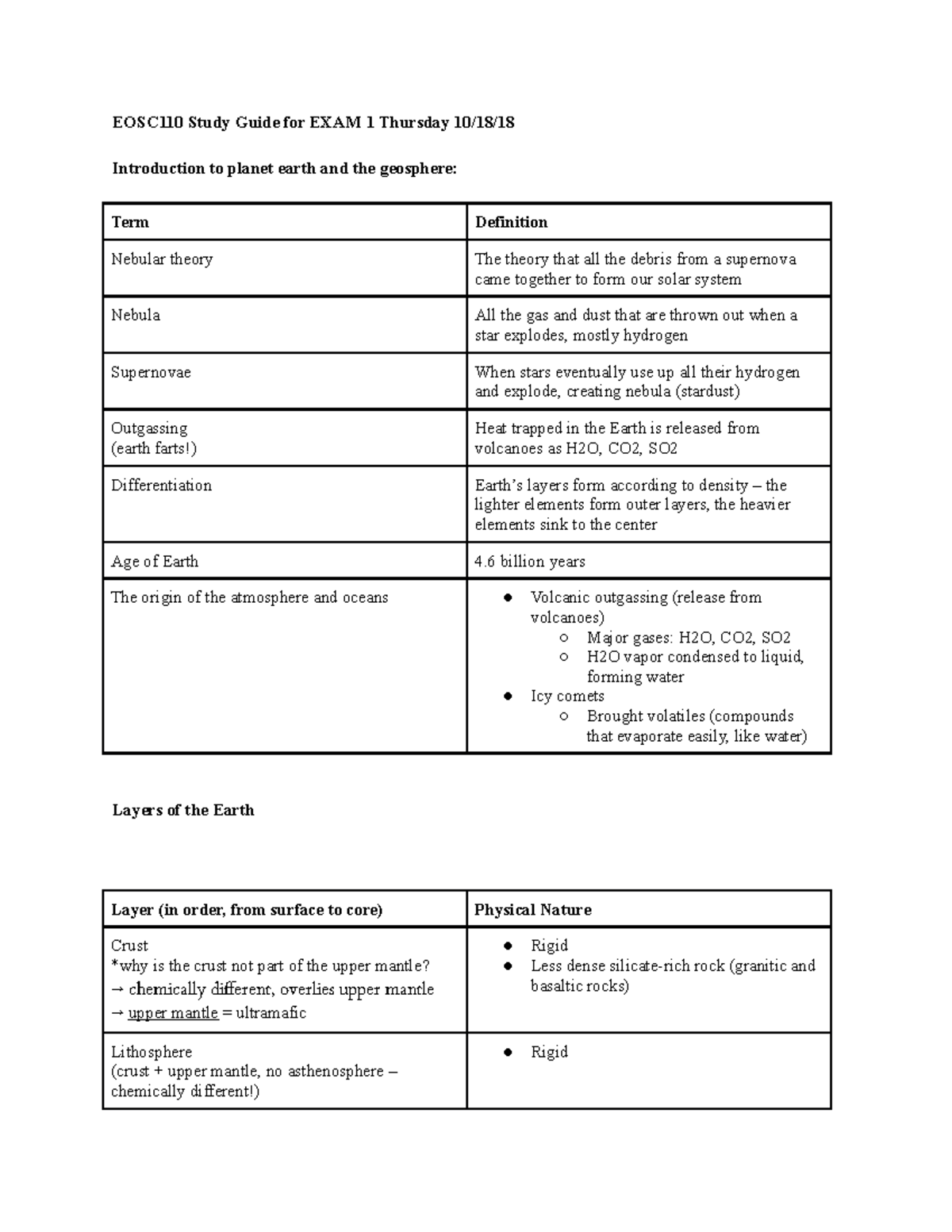 Lecture Test 1 - Intro To Geoscience Study Guide - EOSC110 Study Guide ...