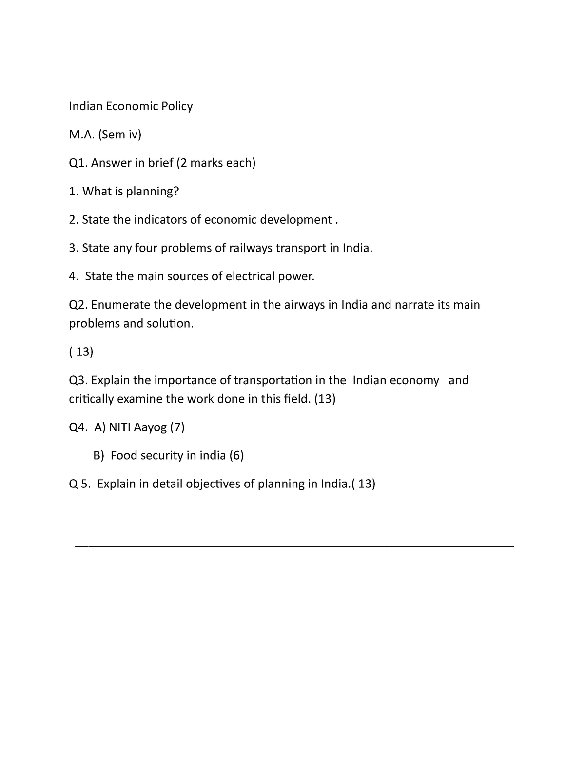 indian-economic-policy-sem-iv-q1-answer-in-brief-2-marks-each