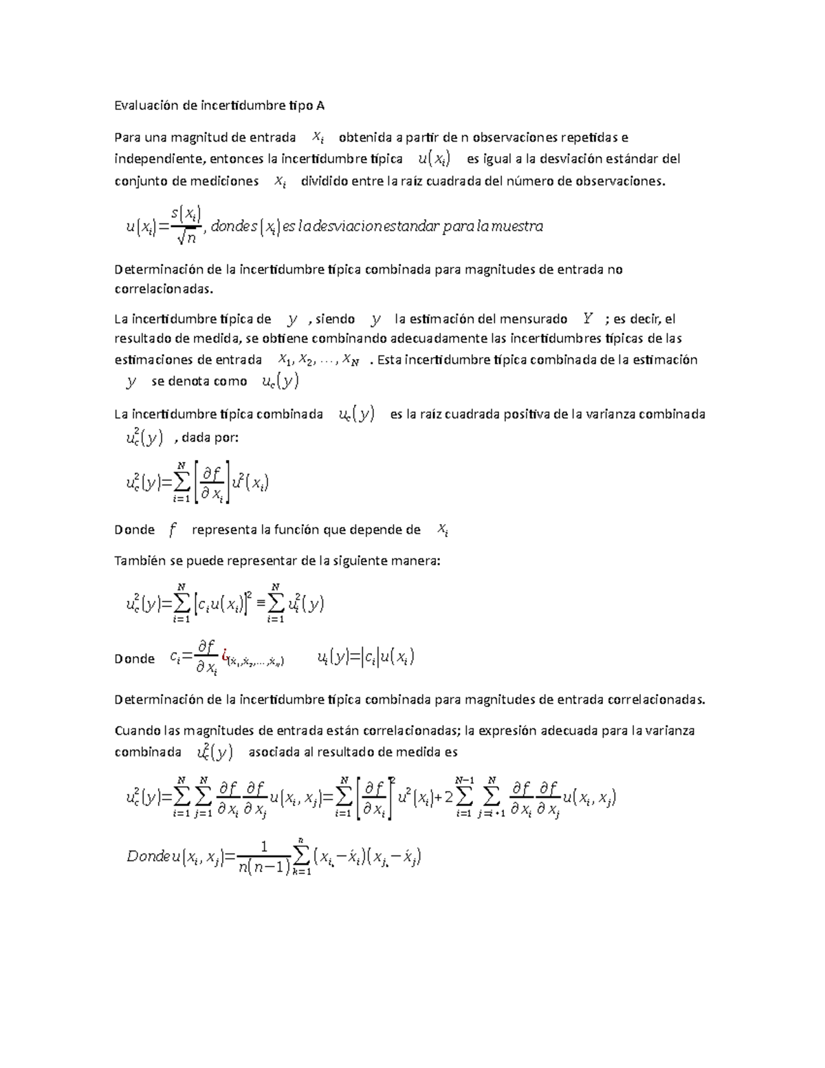 Evaluación de incertidumbre tipo A - Evaluación de incertidumbre tipo A ...