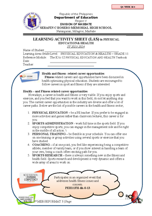 Lesson 2 - Components of Skill-Related Physical Fitness - RTU - Lesson ...