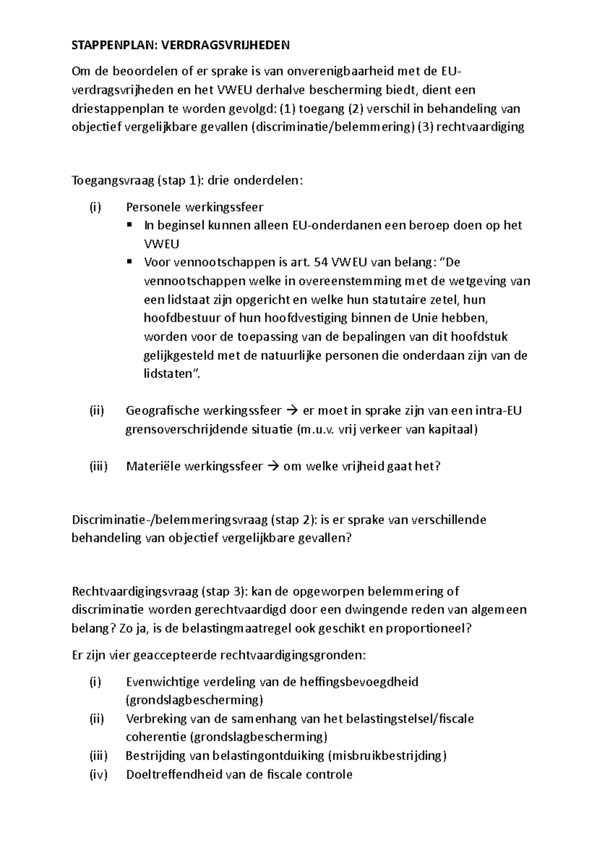 Stappenplannen EBR - STAPPENPLAN: VERDRAGSVRIJHEDEN Om De Beoordelen Of ...