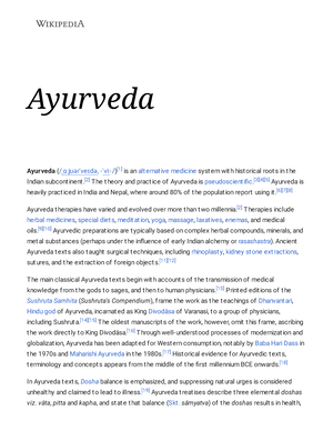 Ayurveda Wikipedia this is an introduction about the origin of