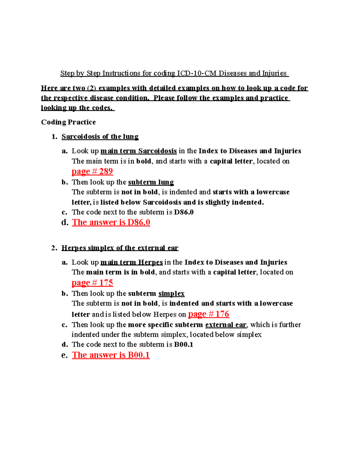 Basic ICD-10-CM Coding Examples - Step By Step Instructions For Coding ...