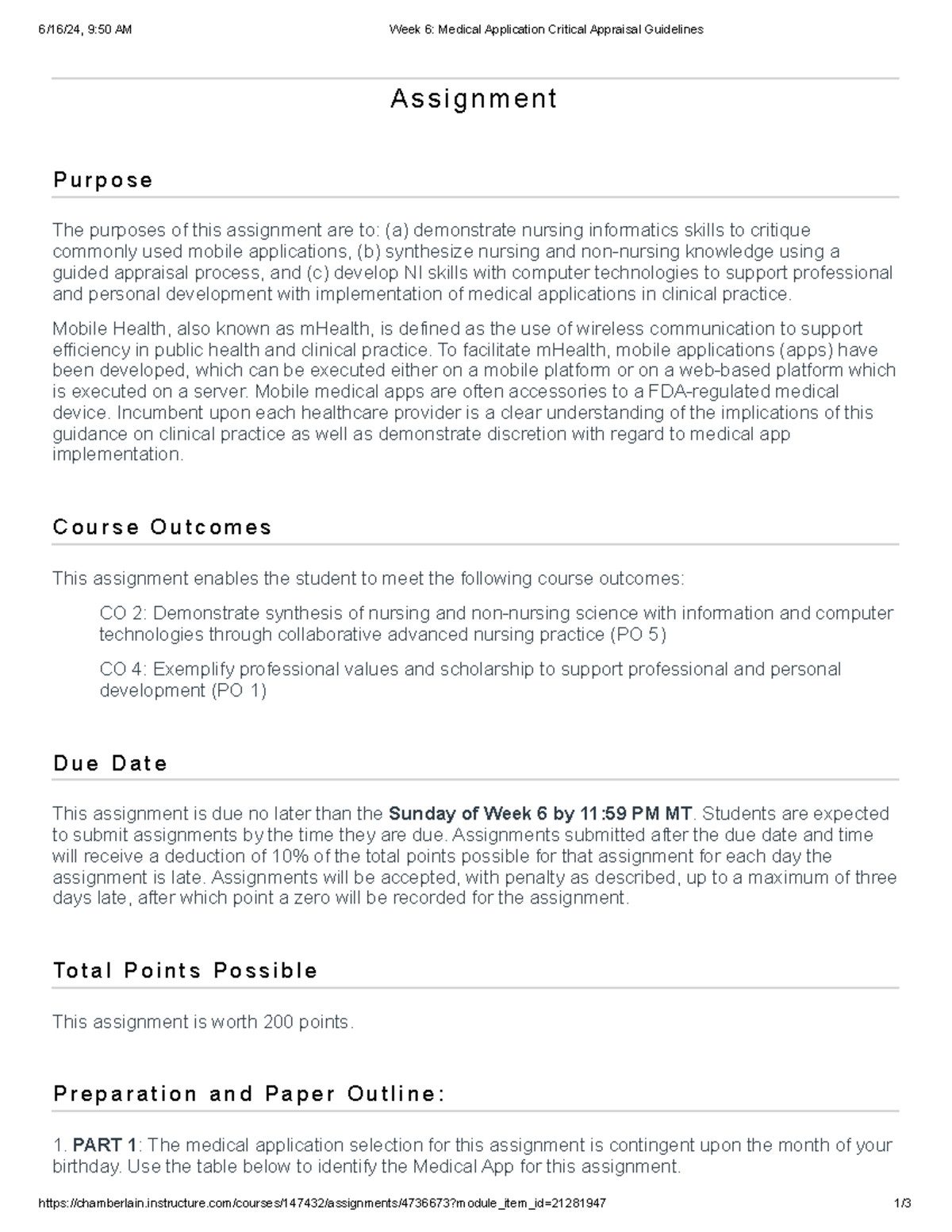Week 6 Medical Application Critical Appraisal Guidelines A s s i g n