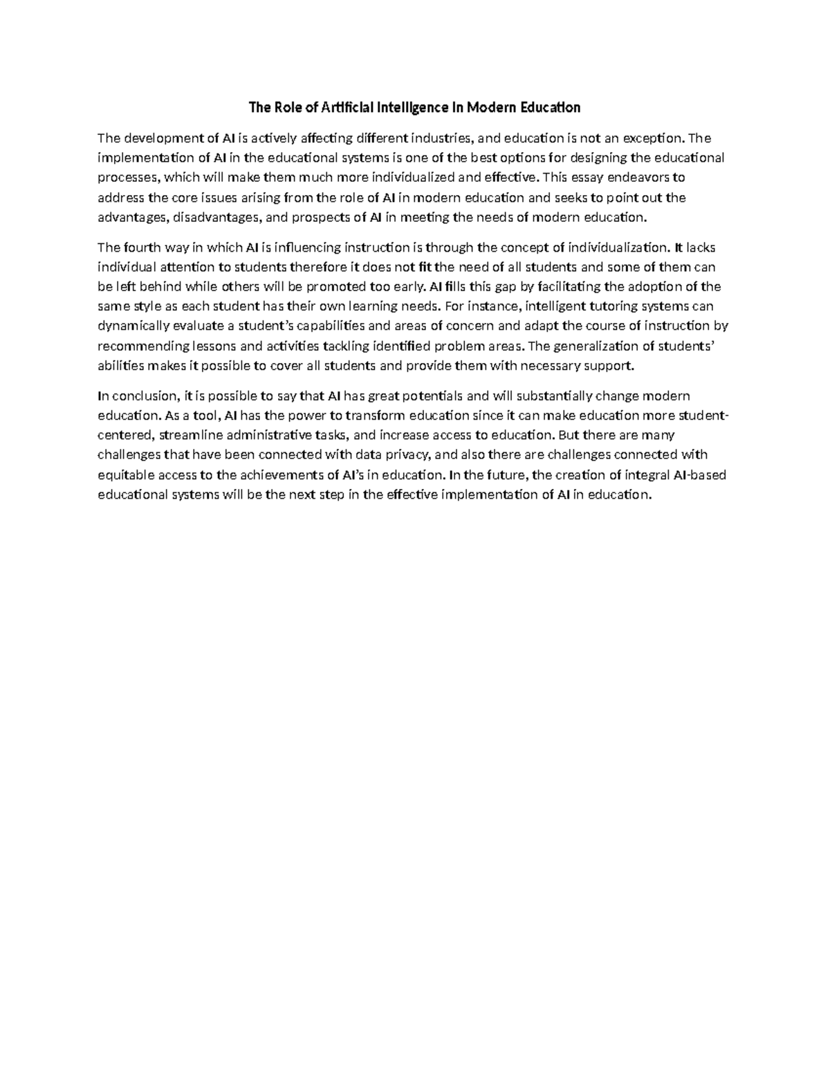 The Role of Artificial Intelligence in Modern Education - The ...