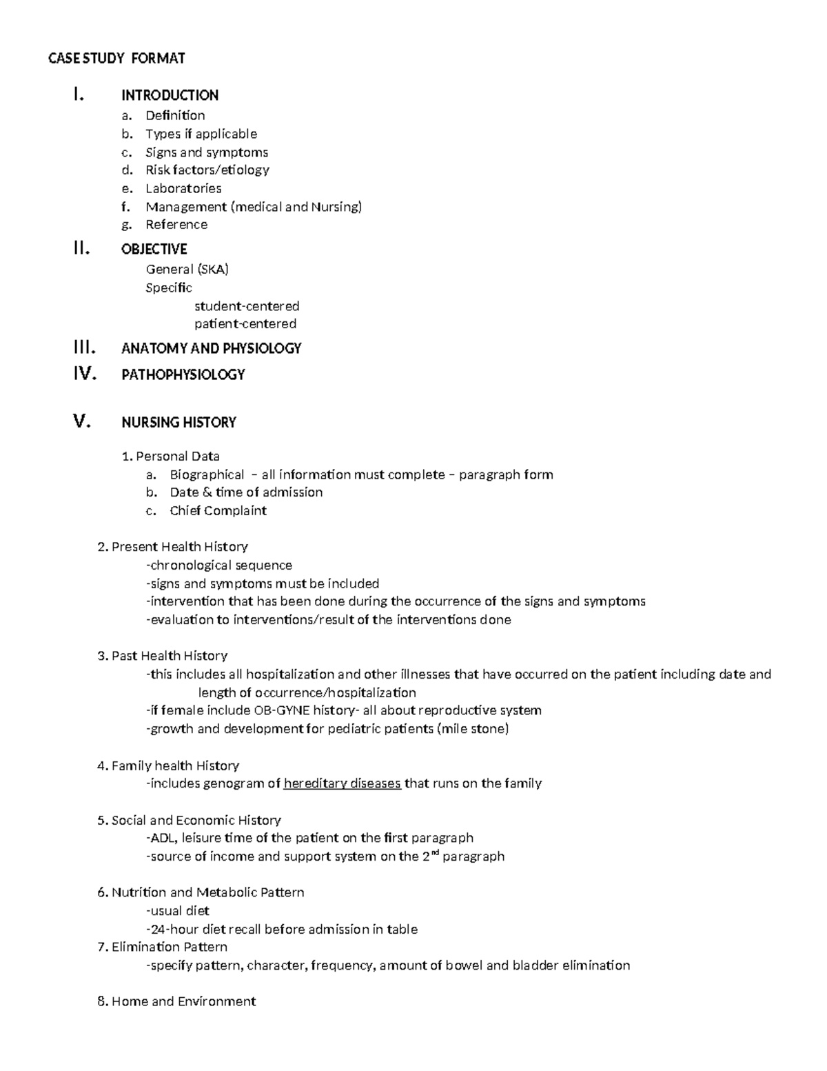 Case Study Format - CASE STUDY FORMAT I. INTRODUCTION a. Definition b ...