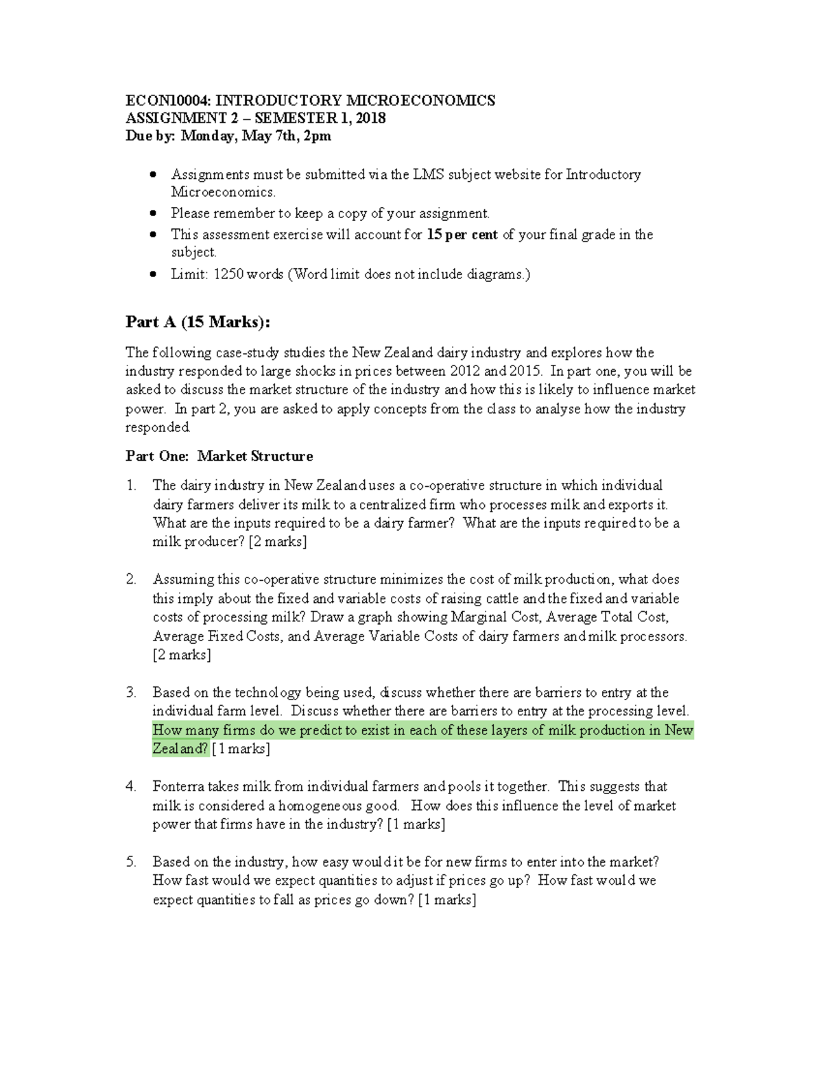 microeconomics assignment 2 answers