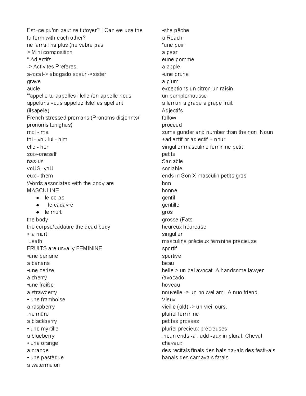 FREN 0210 notes page 3 of 26 - Est -ce gu'on peut se tutoyer? I Can we ...