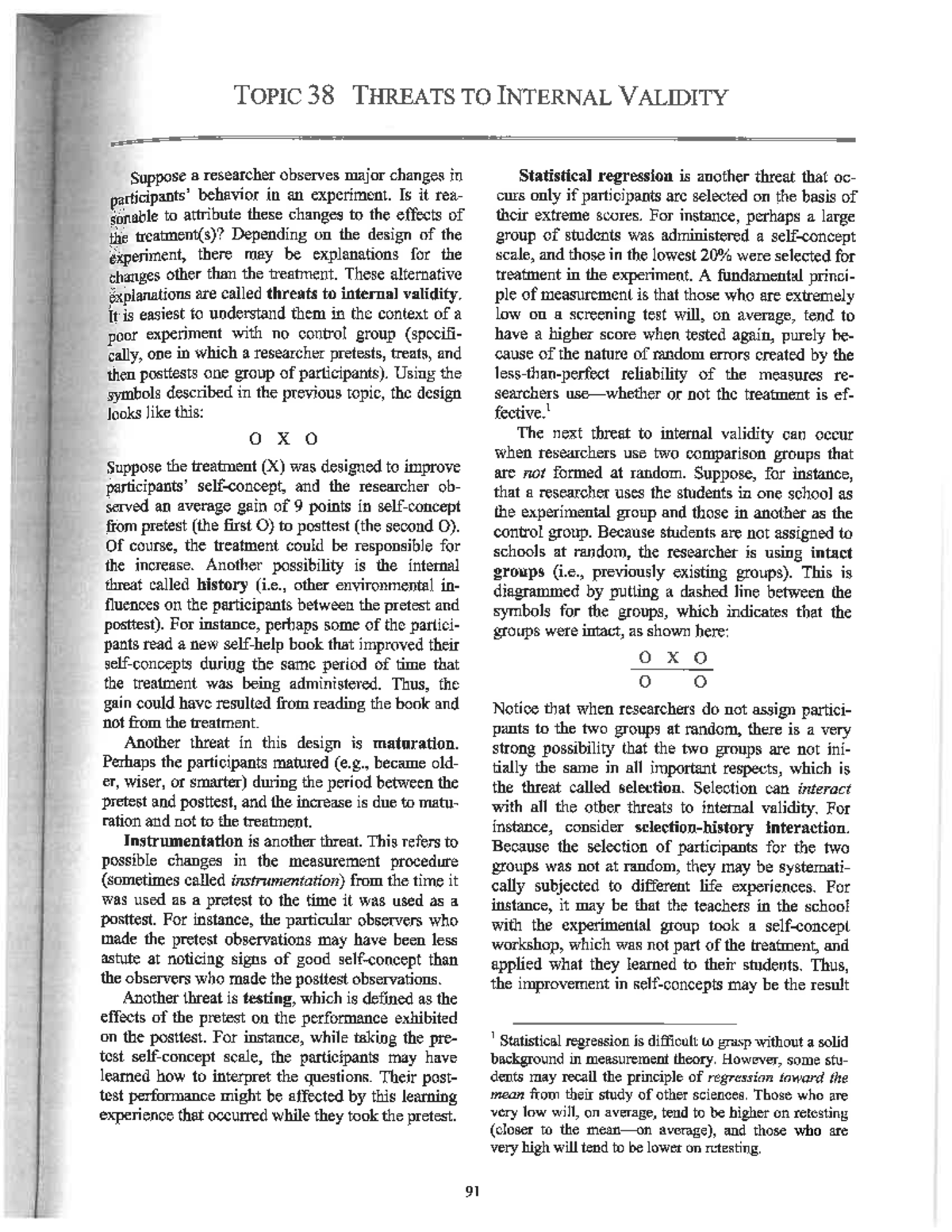 Pre Experimental and Int Ext Validity masters in psychology Studocu