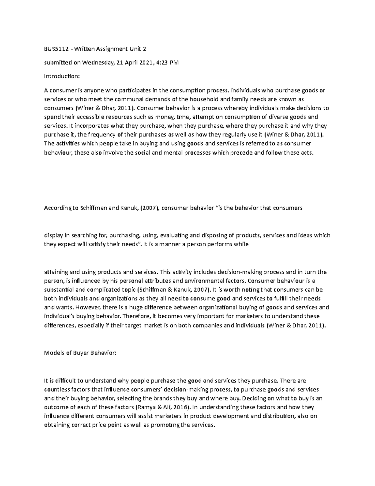 Unit 2 Written Assignment - BUS5112 - Written Assignment Unit 2 ...