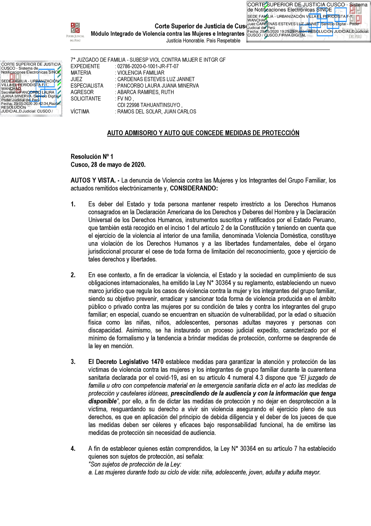 Medidas - RESOLUCION - Corte Superior de Justicia de Cusco Módulo ...