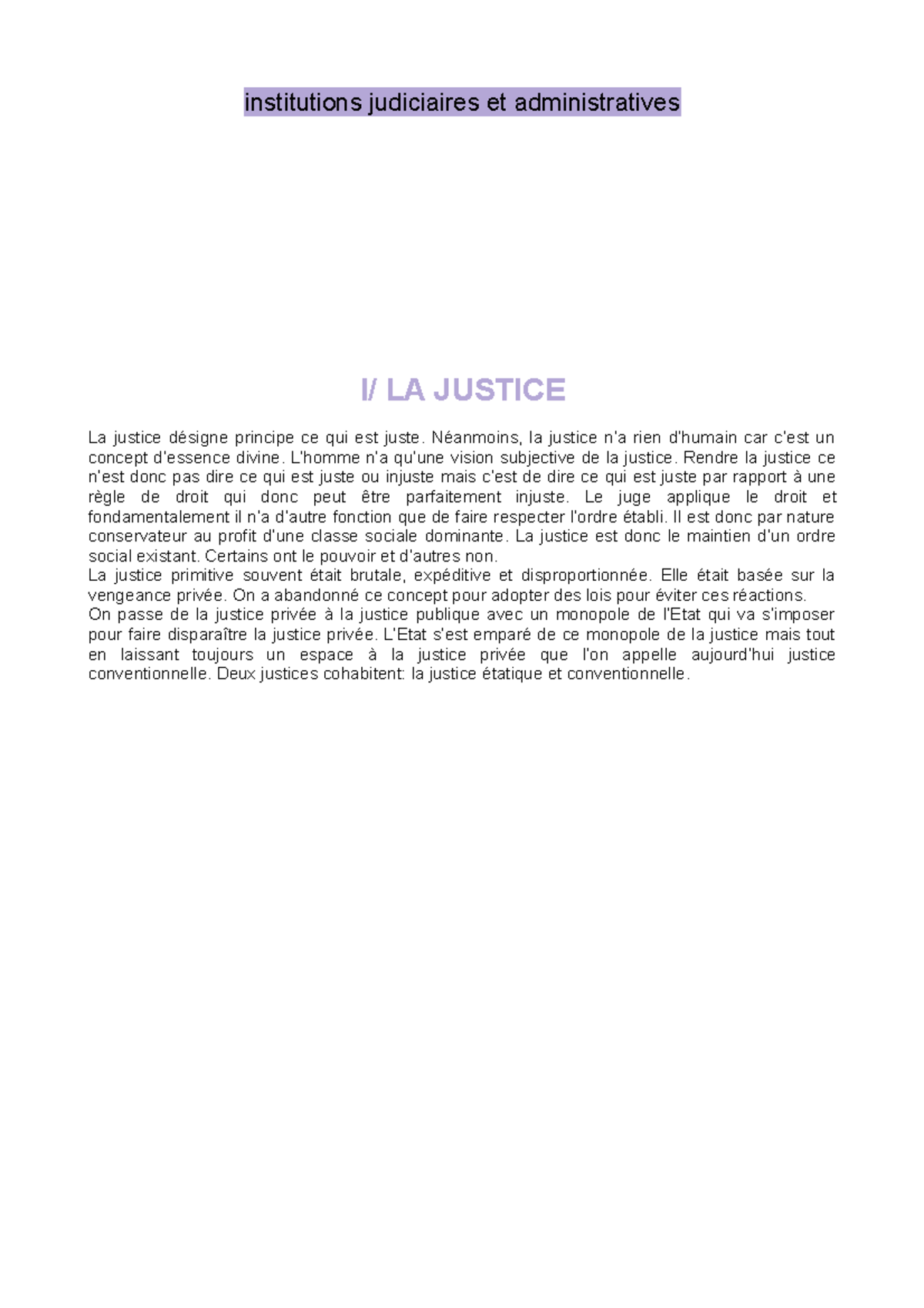 IJA Complet - L1 Droit Classique - Équipe 1 - Institutions Judiciaires ...