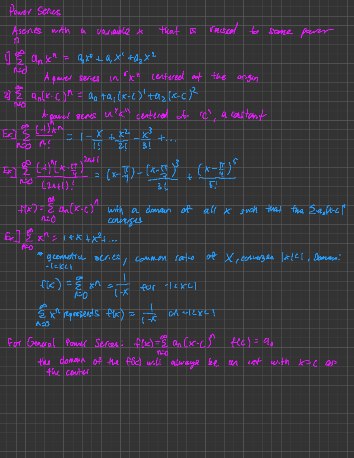 Power Series Supplementary lecture notes from professor leonard