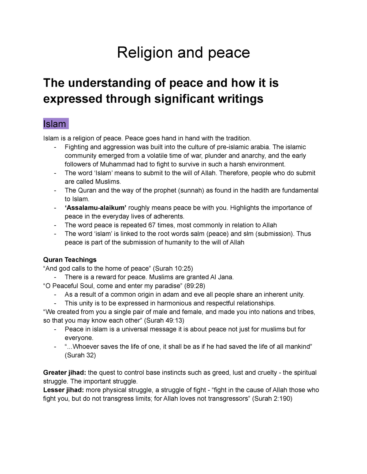 religion and peace world peace essay