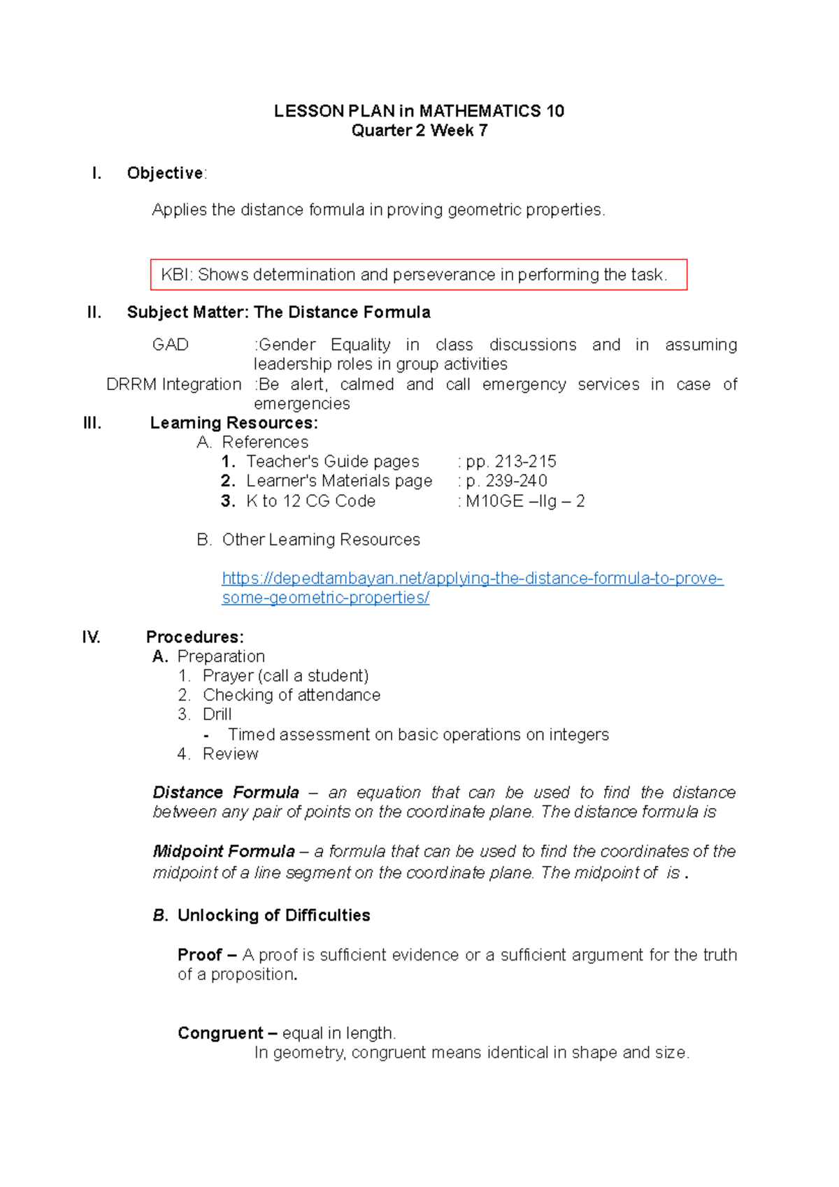 March 15 - informative - LESSON PLAN in MATHEMATICS 10 Quarter 2 Week 7 ...