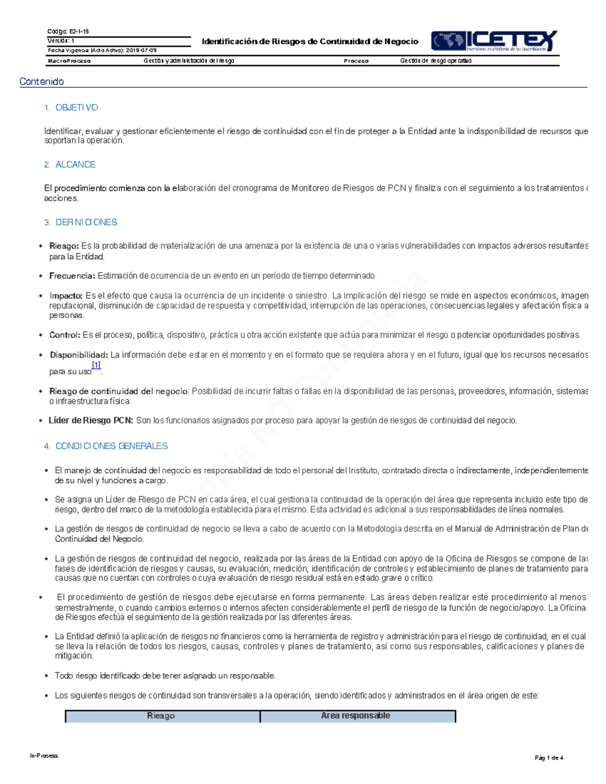 Identificación de riesgos de continuidad de negocio v1 - Contenido 1 ...