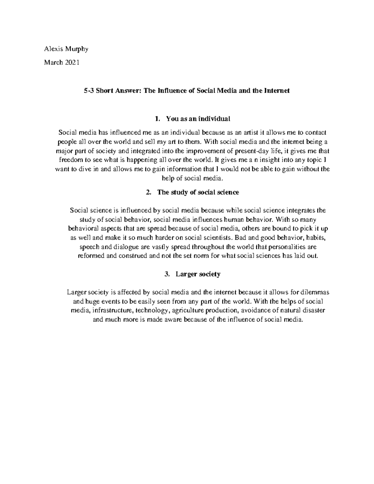 The Influence of Social Media and the Internet - You as an individual ...