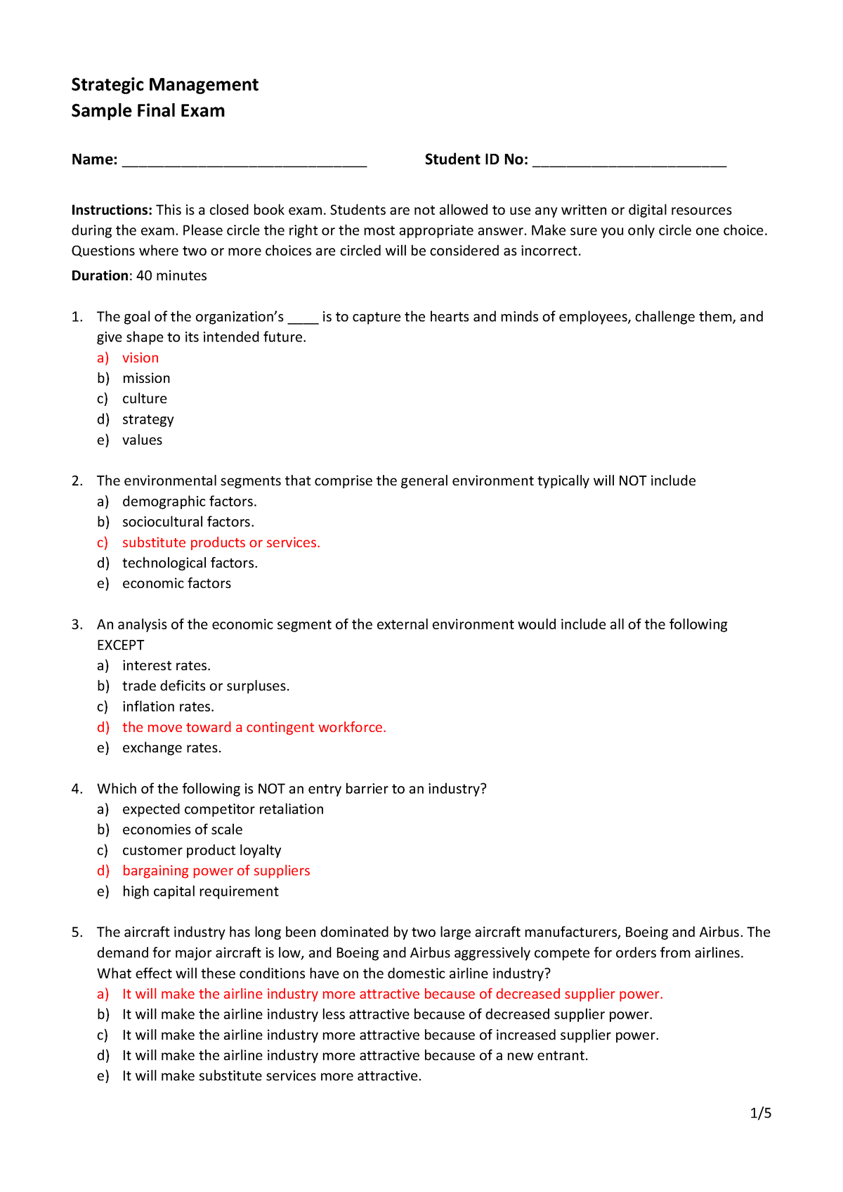 strategic management case study final exam