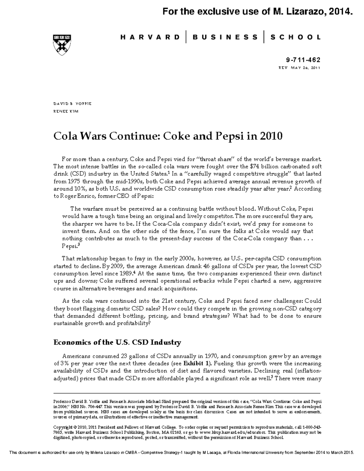 coca cola harvard case study pdf