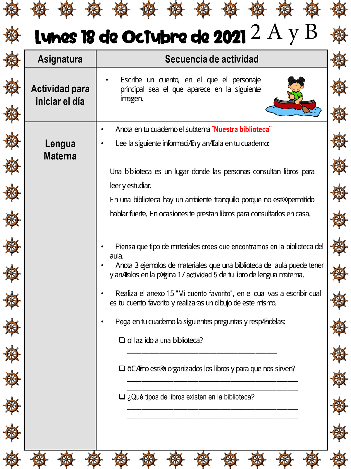 2A Y B Semana 7 Versión Final - Lunes 18 De Octubre De 2021 Asignatura ...