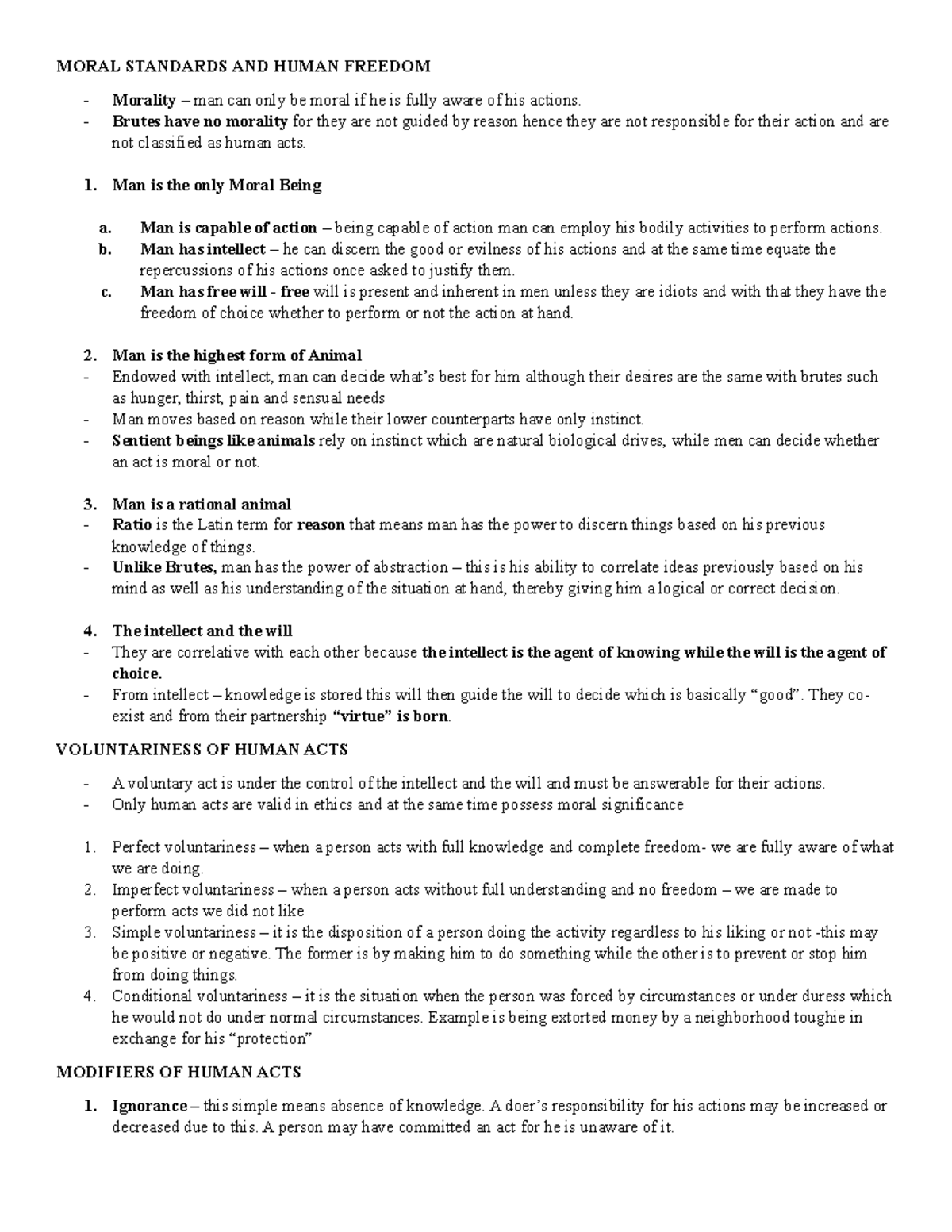 Ethics - for referential notes - MORAL STANDARDS AND HUMAN FREEDOM ...
