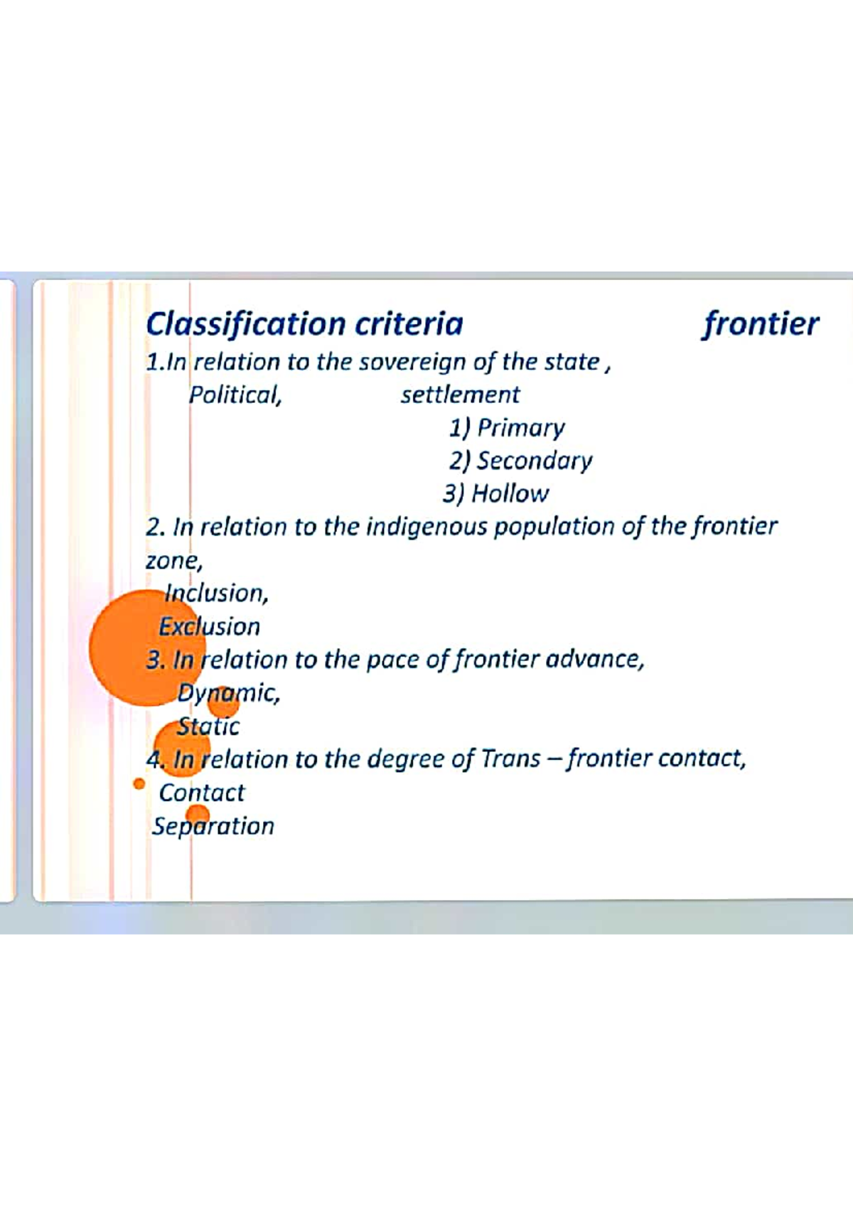 Types of Frontier - Summary geography honours - Studocu