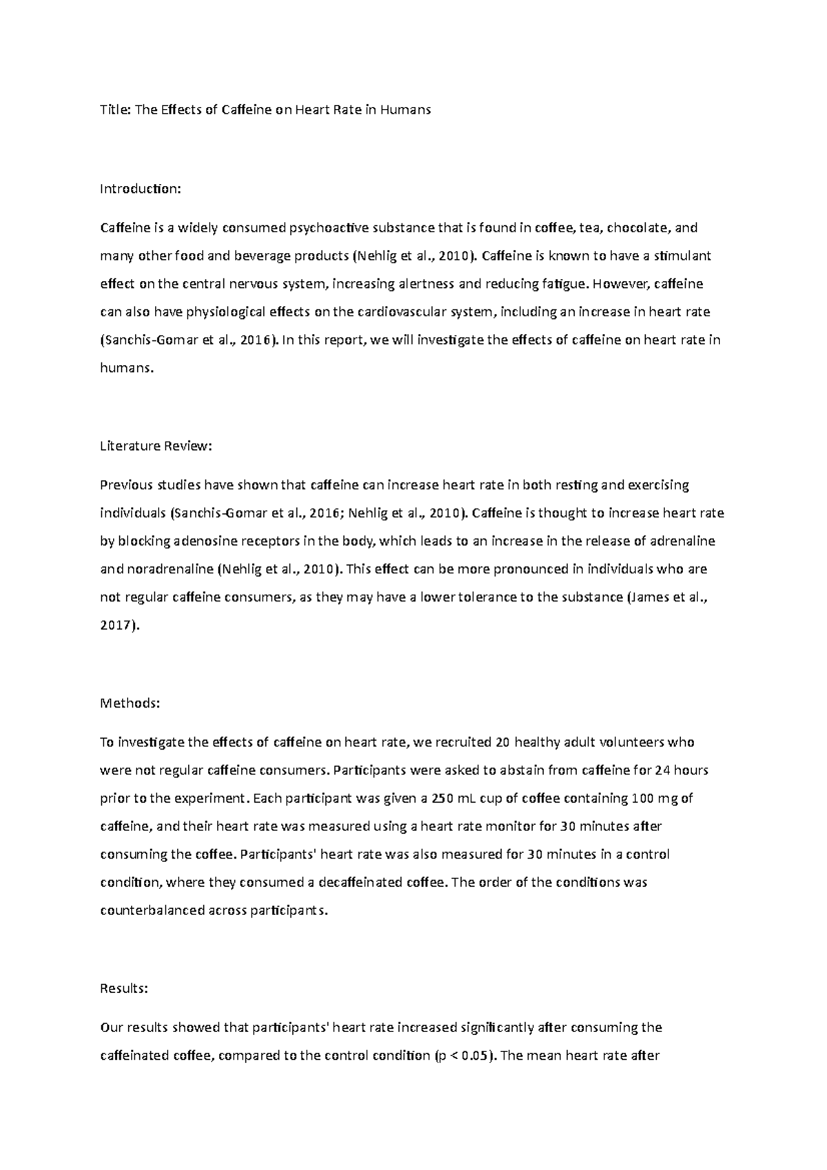 Title - biology - Title: The Effects of Caffeine on Heart Rate in ...