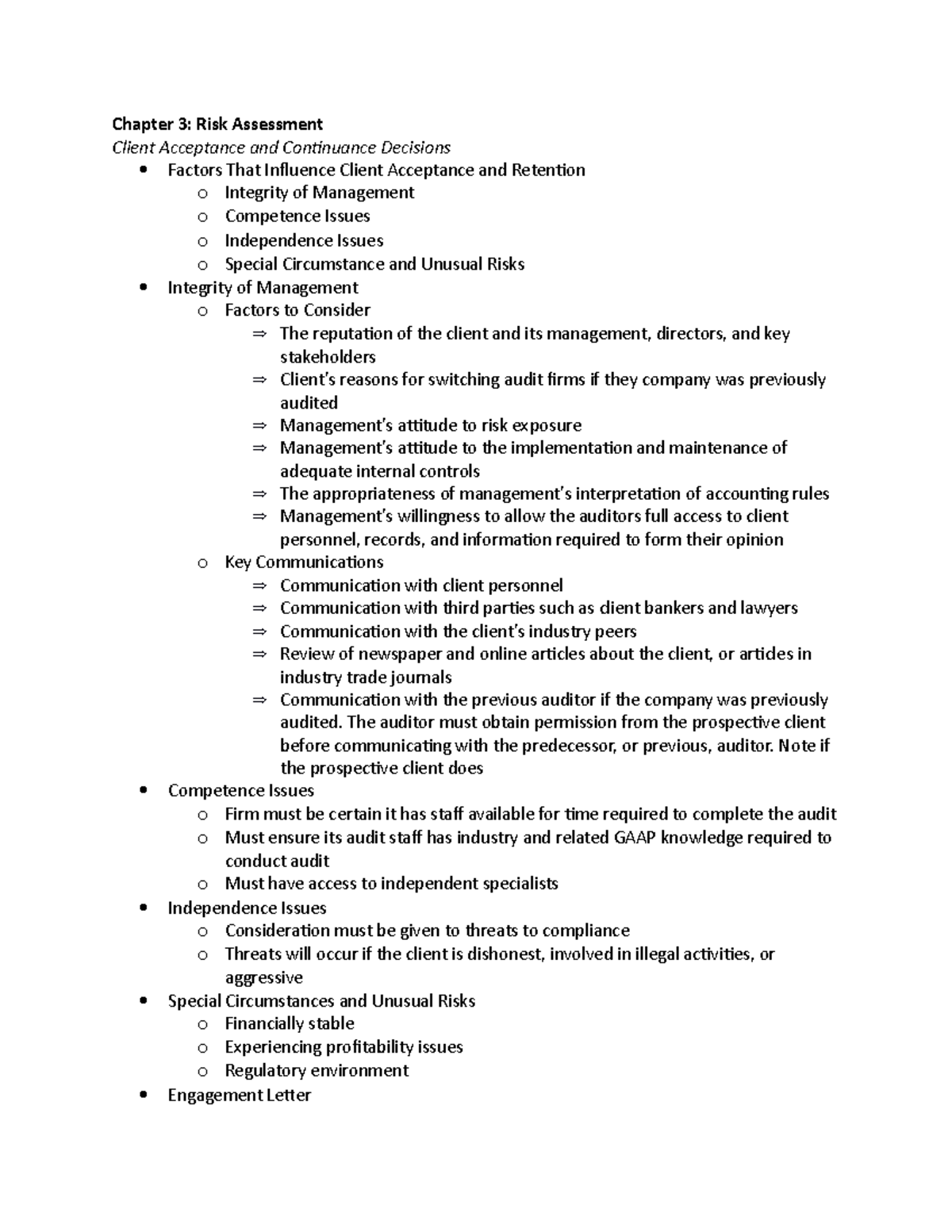 Chapter 3 Notes - Stilwell - Chapter 3: Risk Assessment Client ...