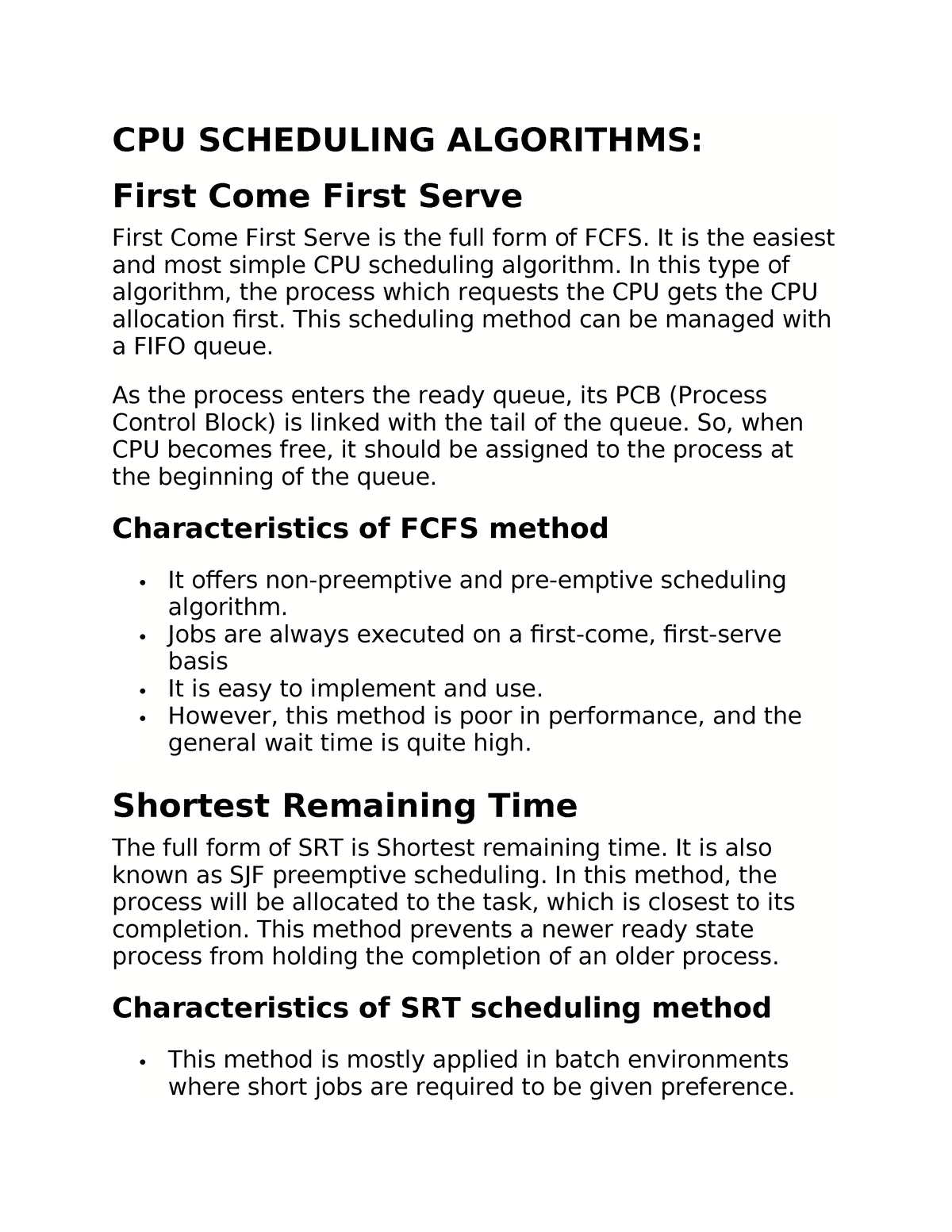 CPU Scheduling Algorithms - CPU SCHEDULING ALGORITHMS: First Come First ...