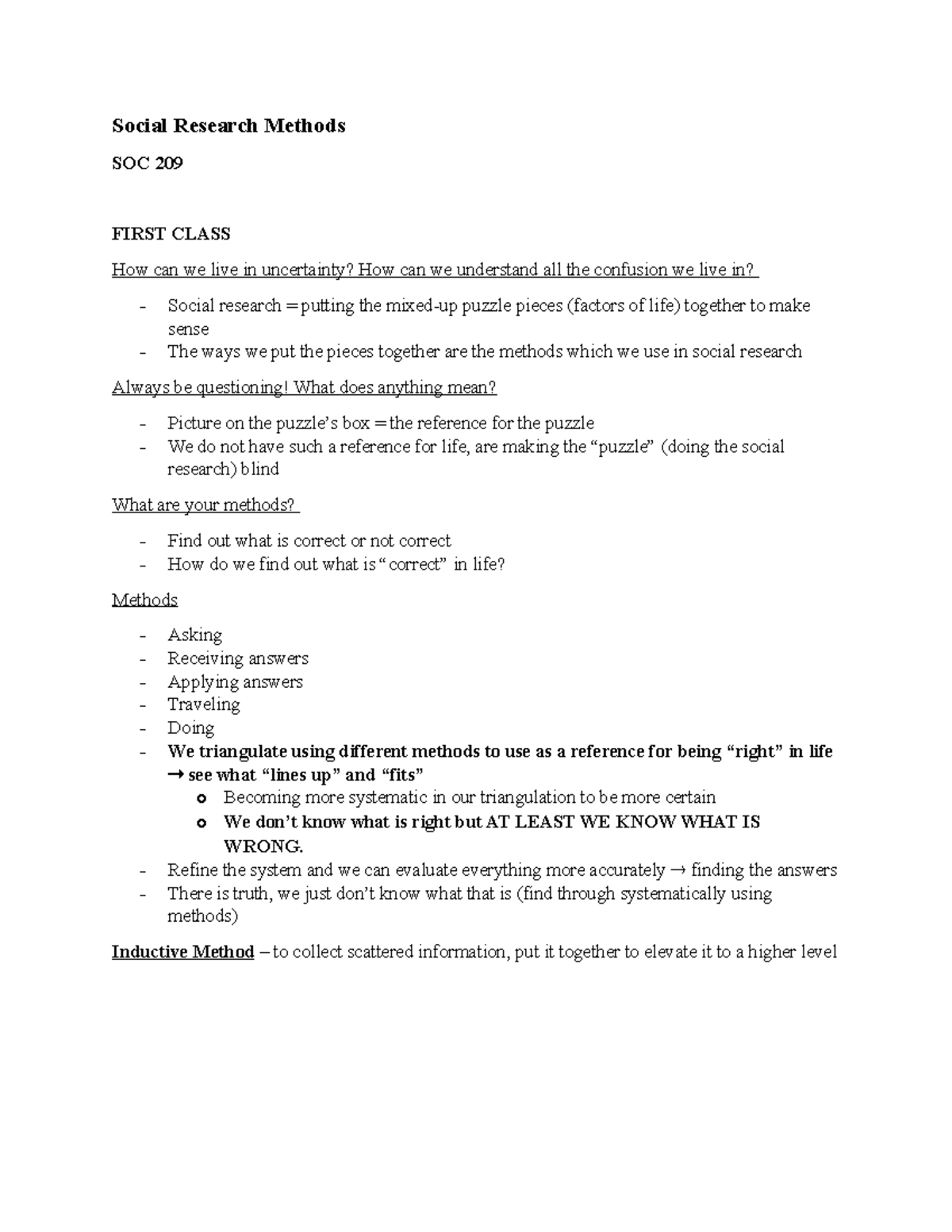 Social Research Methods First Class Social Research Methods SOC 209