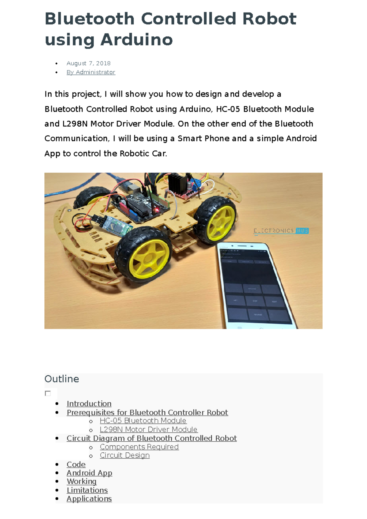 Bluetooth Controlled car - Bluetooth Controlled Robot using Arduino ...