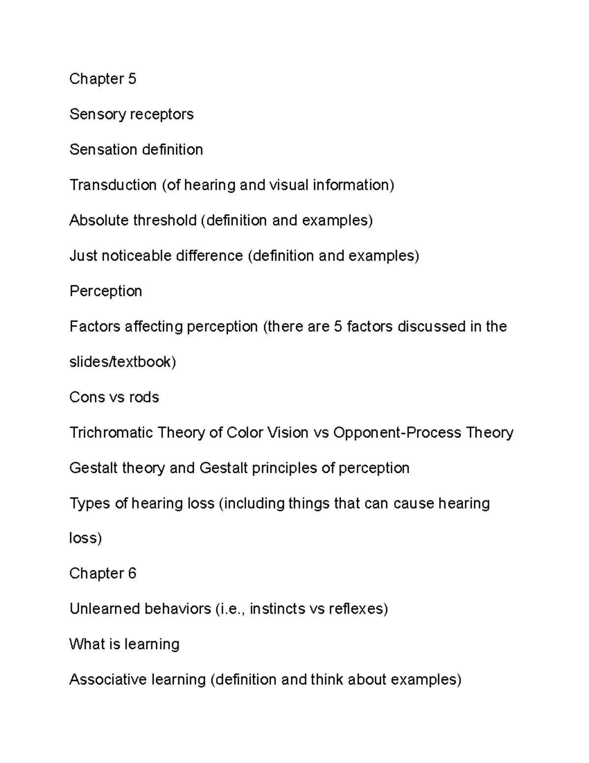 Document 171 behavior control Chapter 5 Sensory receptors Sensation