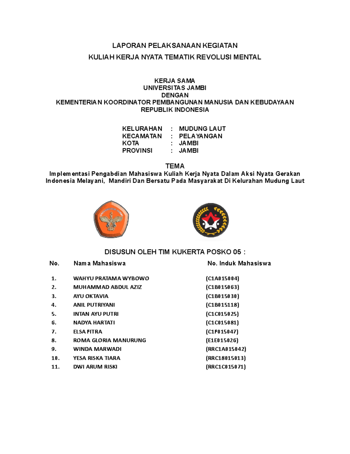 Laporan Pelaksanaan Kegiatan KKN Revolusi Mental - LAPORAN PELAKSANAAN ...