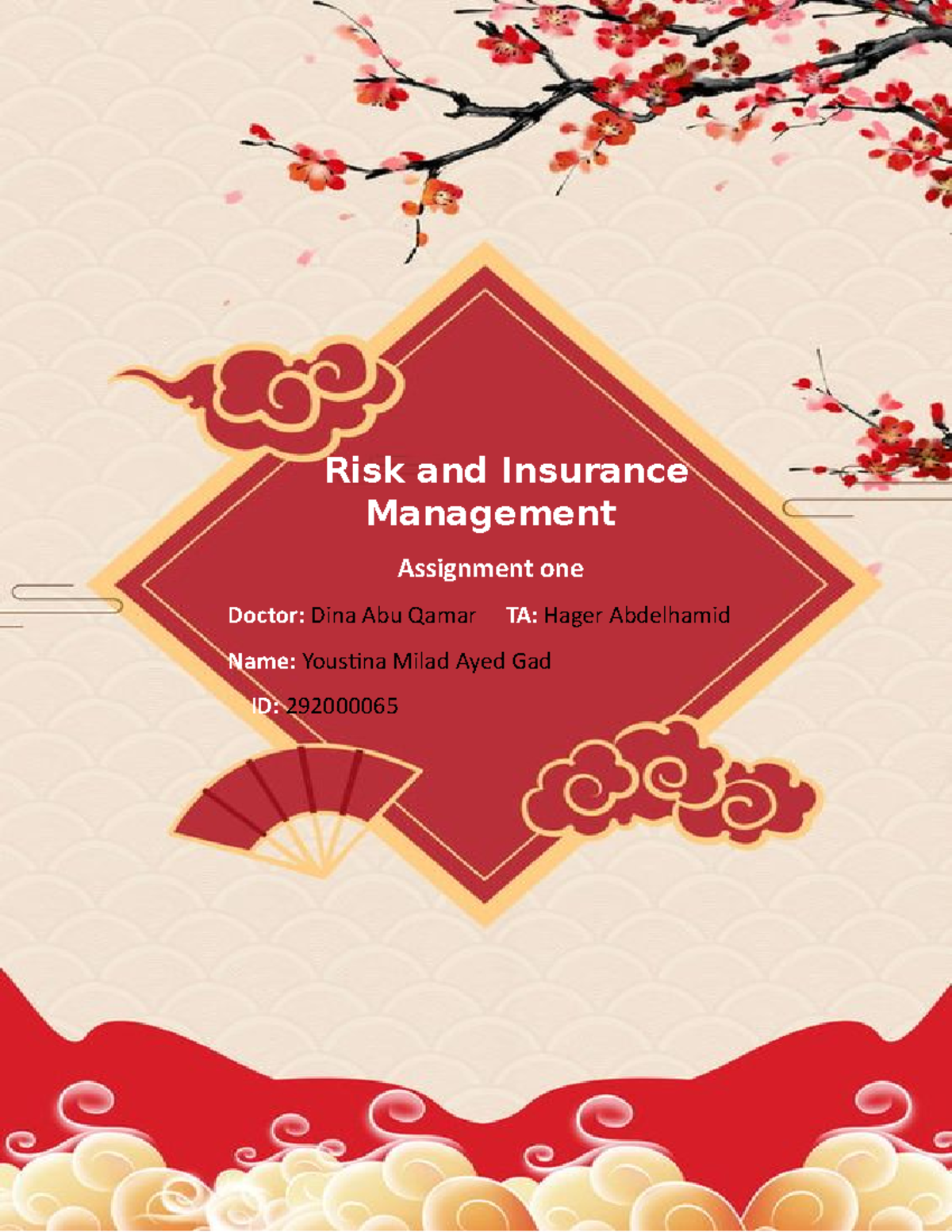 Assignment ONE - introduction - Risk and Insurance Management ...