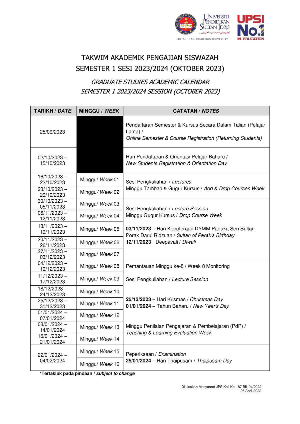 Takwim- Semester-1-SESI-2023-2024- Oktober-2023 - TAKWIM AKADEMIK ...