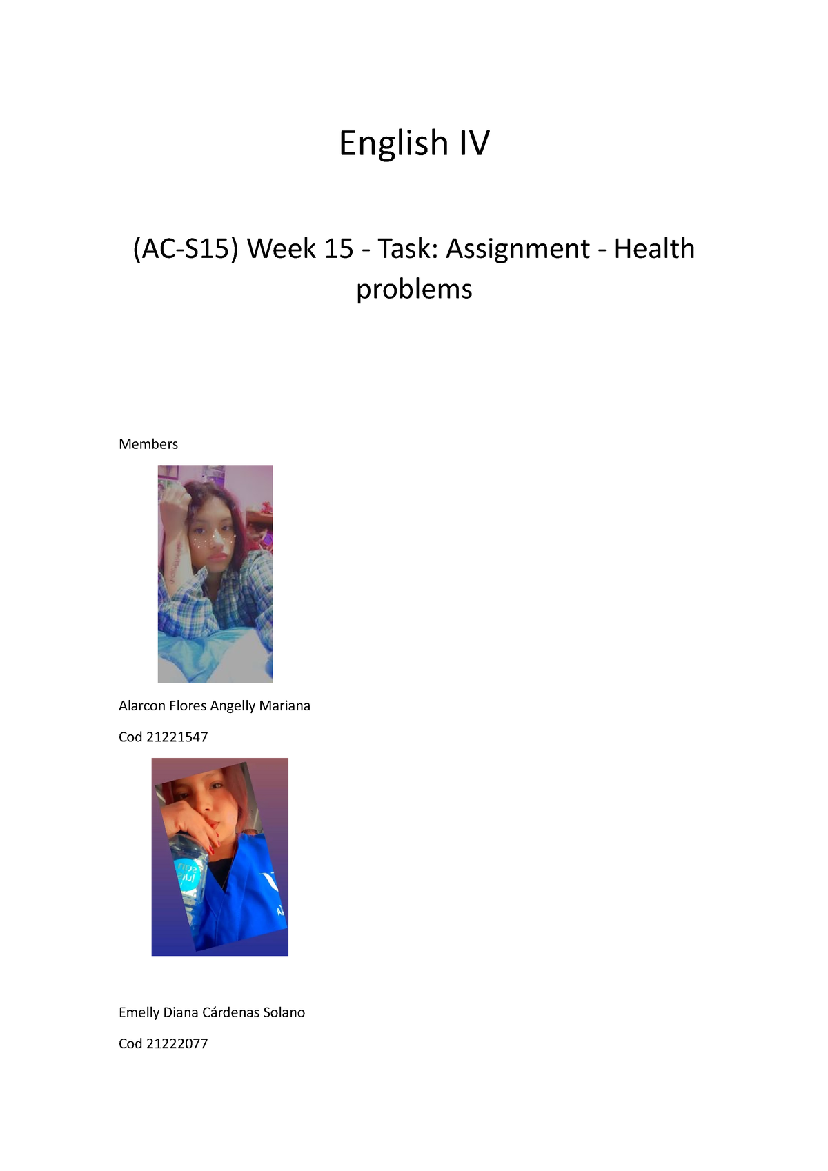 (ac s15) week 15 task assignment health problems