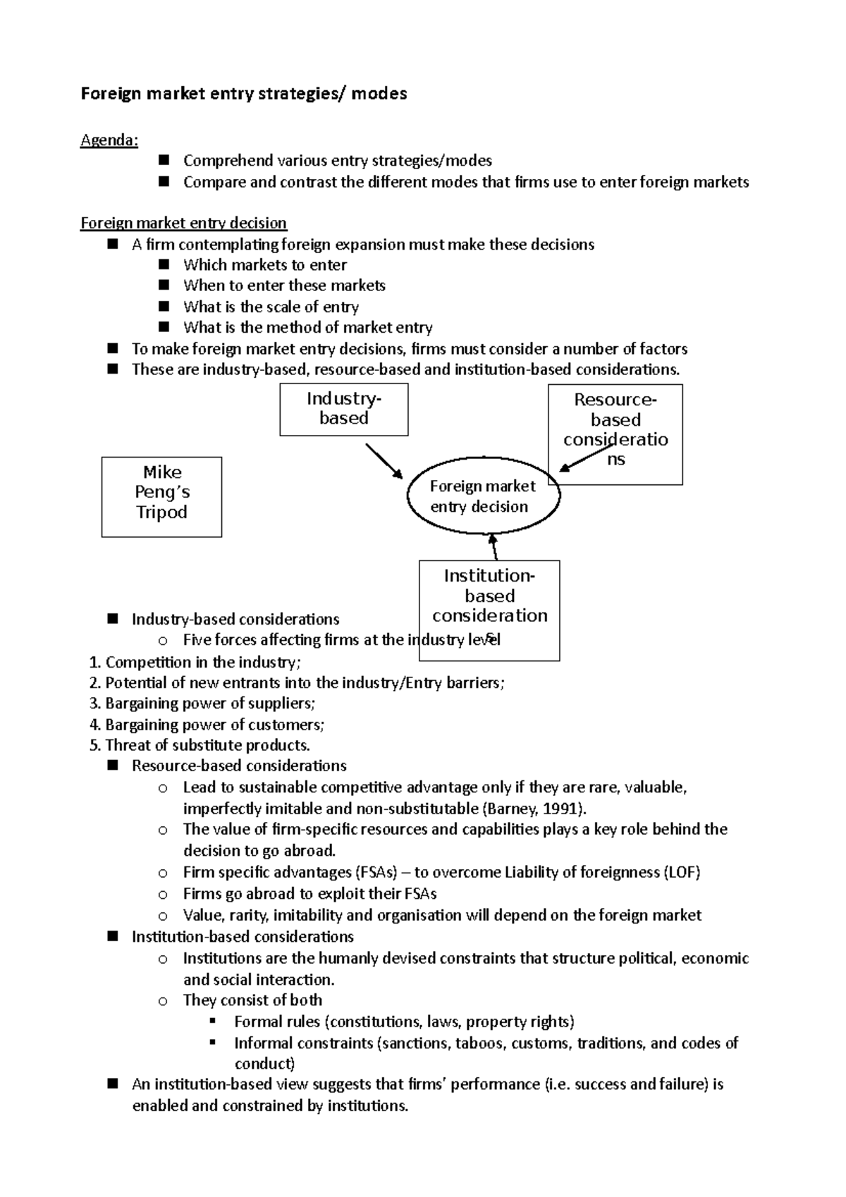 Foreign market entry strategies and modes - Foreign market entry ...