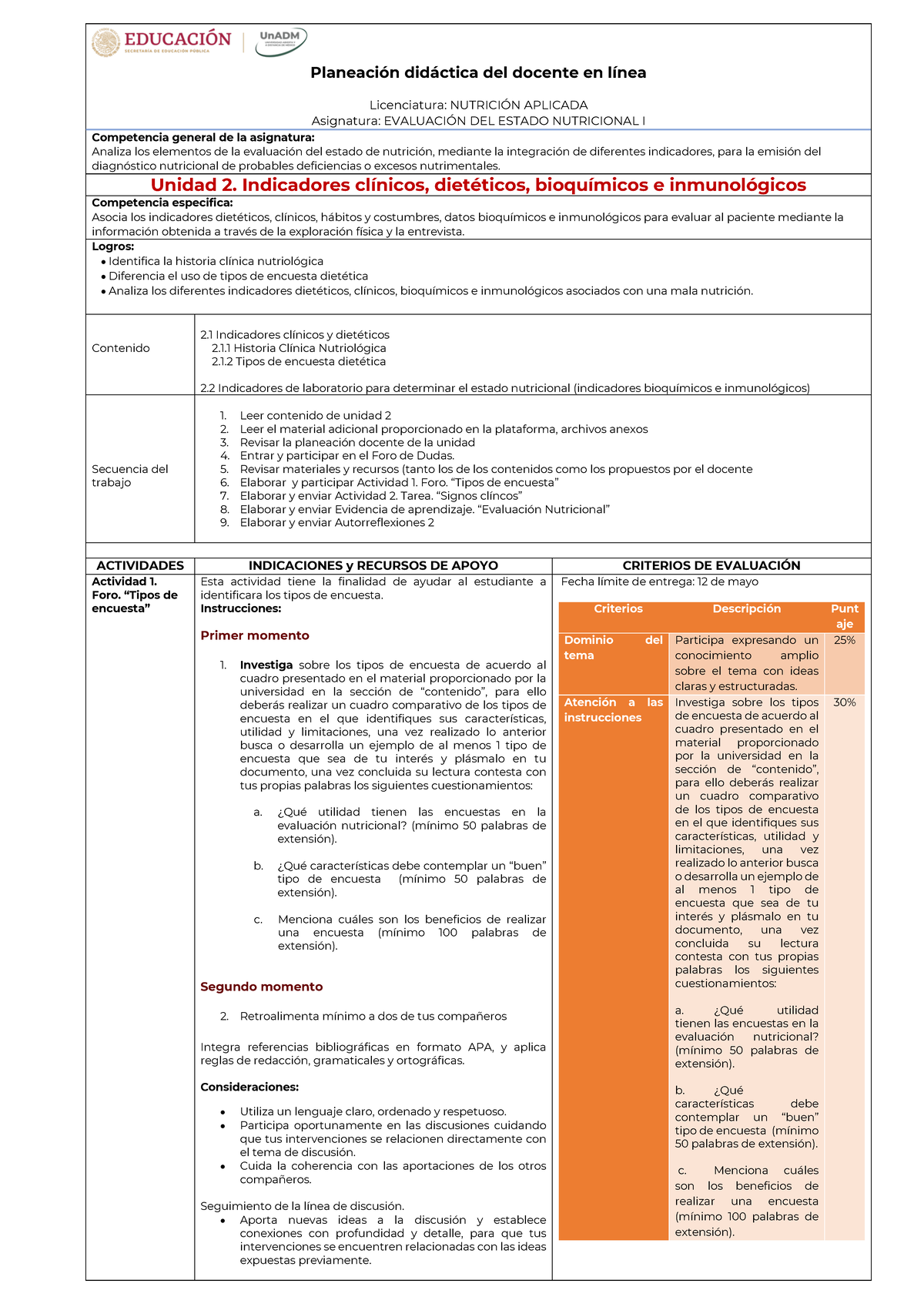 Na Neen1 2301 B2 001 Pdunidad 2 Planeación Didáctica Del Docente En Línea Licenciatura 2597