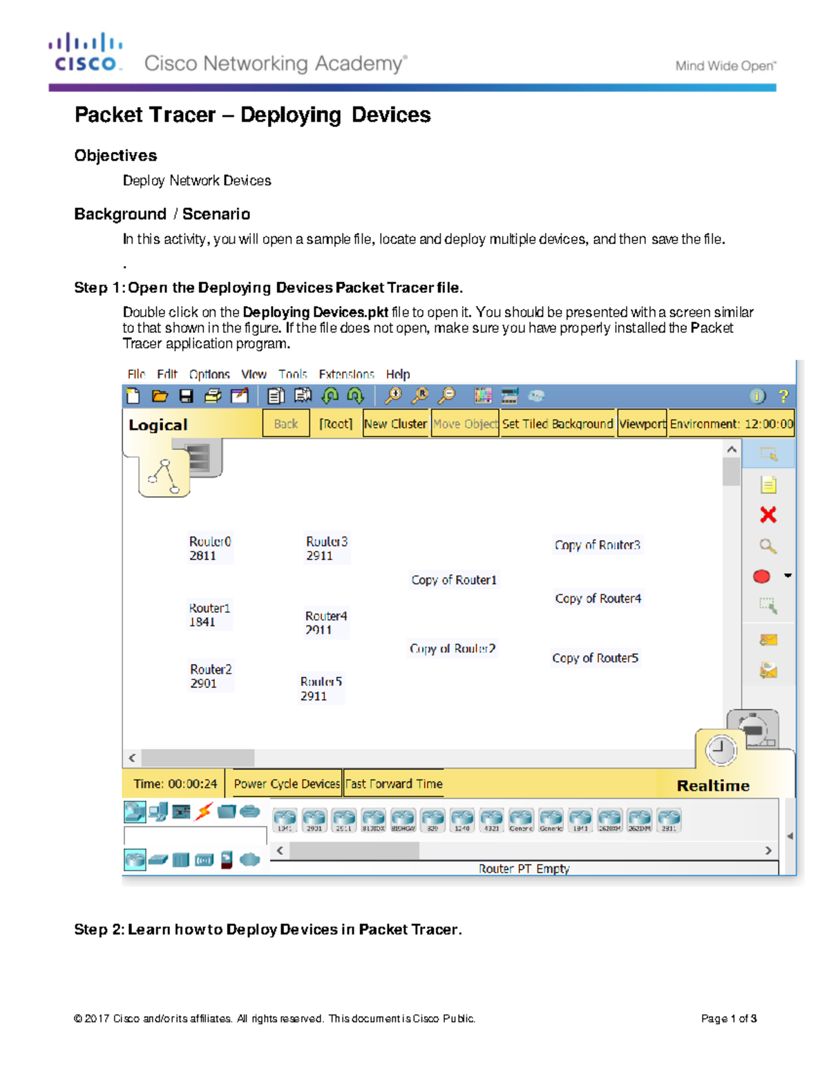 2.1.1.2 Packet Tracer - Deploying Devices - © 2017 Cisco and/or its ...